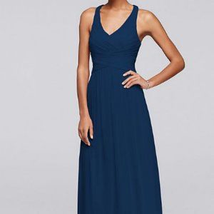Marine Bridesmaid Dress with Crisscross Back